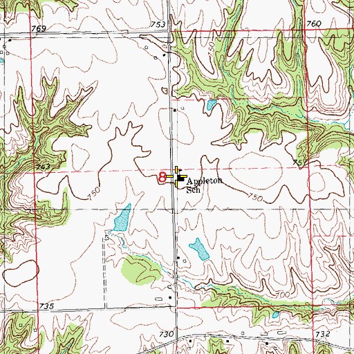 Topographic Map of Appleton School, IL