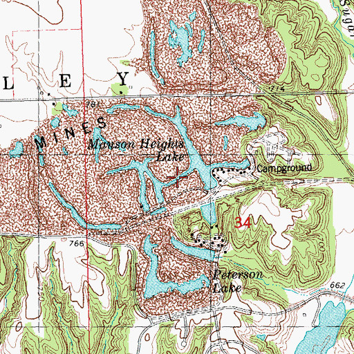 Topographic Map of Manson Heights Lake, IL