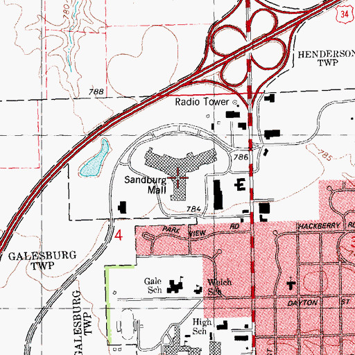 Topographic Map of Sandburg Mall, IL