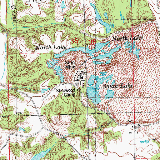 Topographic Map of Sherwood Camp, IL