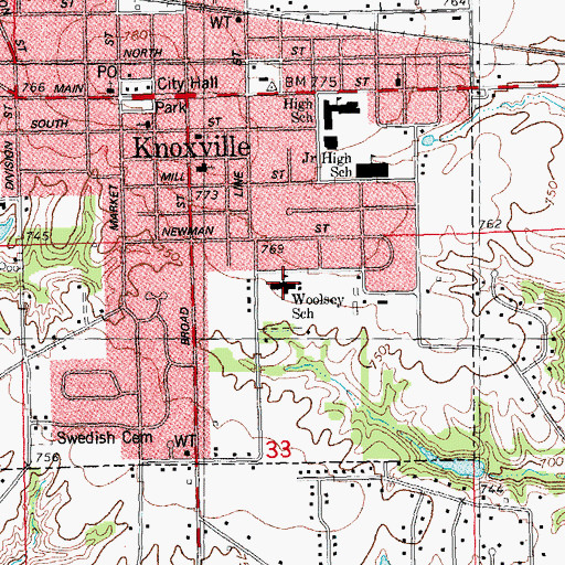 Topographic Map of Mable Woolsey Elementary School, IL