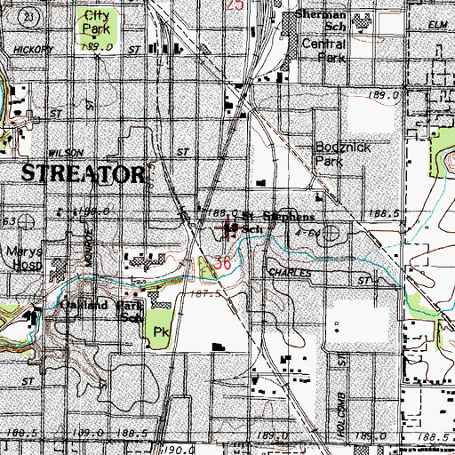 Topographic Map of Saint Stephens School, IL