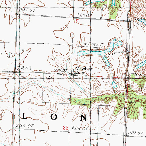 Topographic Map of Mawbey Cemetery, IL