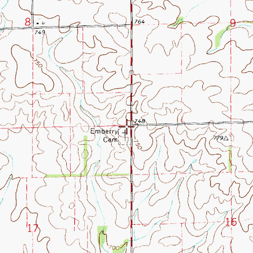 Topographic Map of Emberry Church (historical), IL