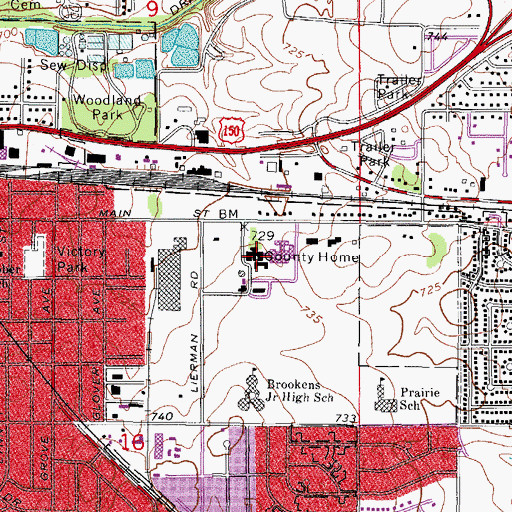 Topographic Map of Champaign County Home, IL