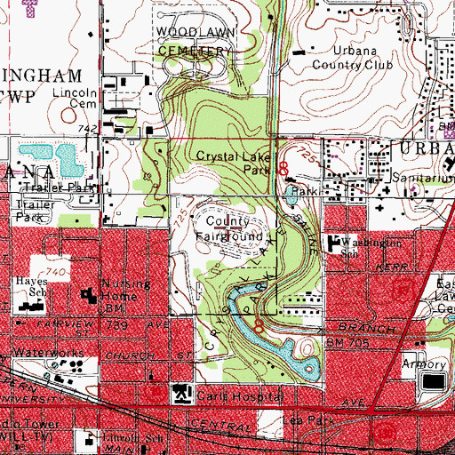 Topographic Map of Champaign County Fairground, IL