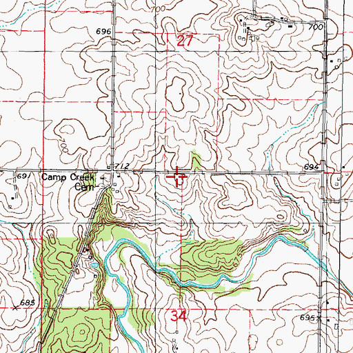Topographic Map of Camp Creek School (historical), IL