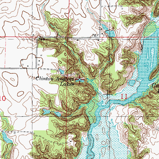 Topographic Map of Clinton Anglers Lakes, IL