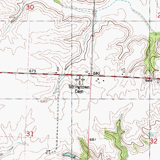 Topographic Map of Stringtown Cemetery, IL
