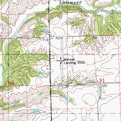 Topographic Map of Malone Landing Strip (historical), IL