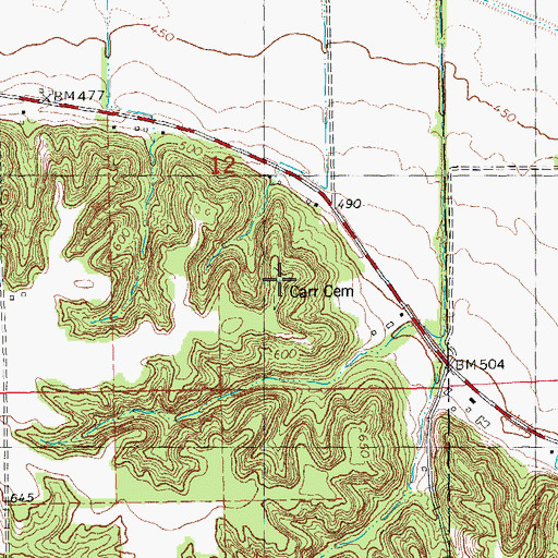 Topographic Map of Carr Cemetery, IL