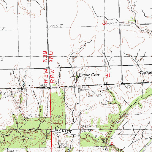 Topographic Map of Crow Cemetery, IL