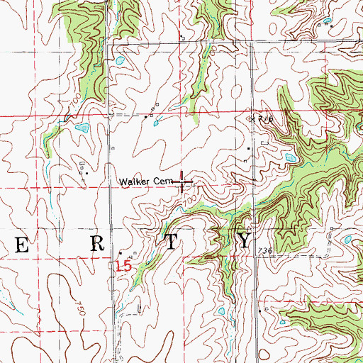 Topographic Map of Walker Cemetery, IL
