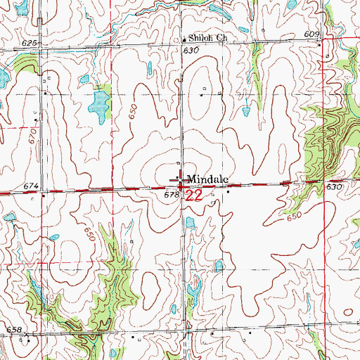 Topographic Map of Mindale, IL