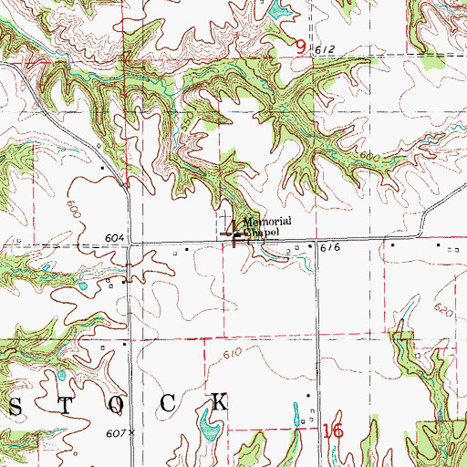 Topographic Map of Memorial Chapel, IL