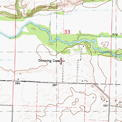 Topographic Map of Downing Cemetery, IL