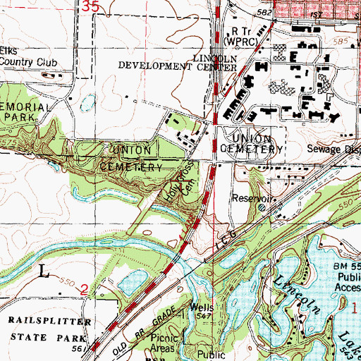 Topographic Map of Holy Cross Cemetery, IL
