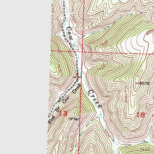 Topographic Map of West Branch Cow Creek, CO