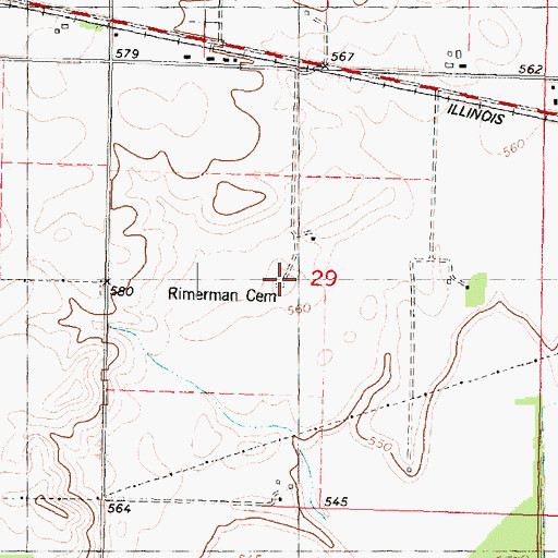 Topographic Map of Rimerman Cemetery, IL