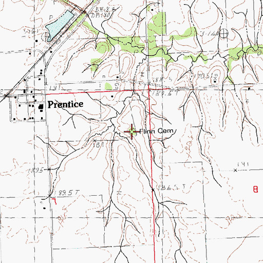Topographic Map of Flinn Cemetery, IL