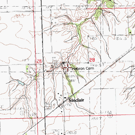 Topographic Map of Hebron Cemetery, IL