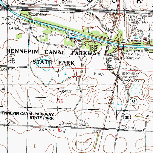 Topographic Map of Hennepin Canal Parkway State Park, IL