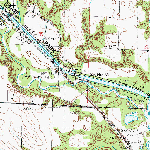 Topographic Map of Lock Number 13, IL