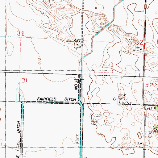 Topographic Map of Roe Ditch Number 2, IL
