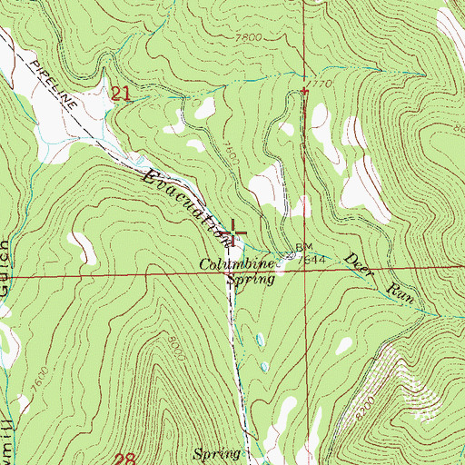 Topographic Map of Deer Run, CO