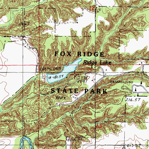 Topographic Map of Fox Ridge State Park, IL