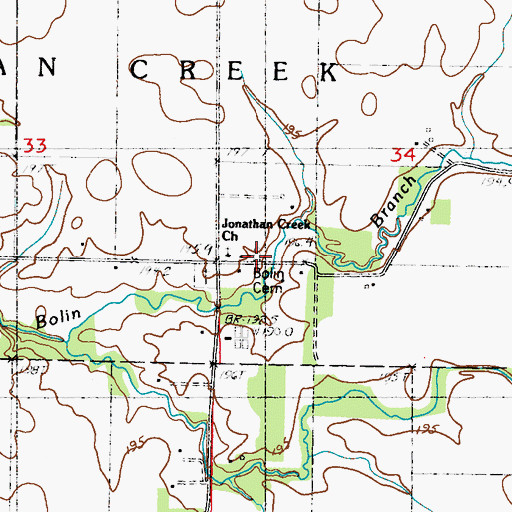 Topographic Map of Bolin Cemetery, IL