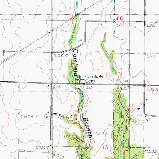 Topographic Map of Camfield Cemetery, IL