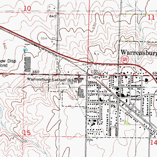 Topographic Map of Warrensburg-Latham School, IL