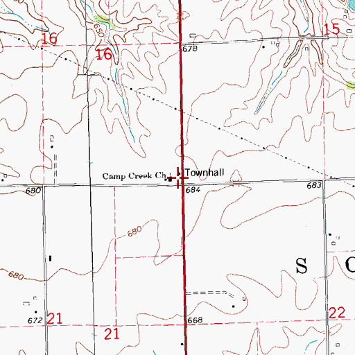 Topographic Map of Center Point School (historical), IL