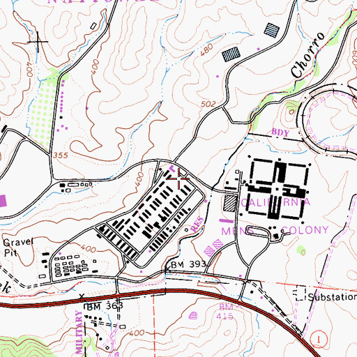 Topographic Map of Los Padres Post Office, CA