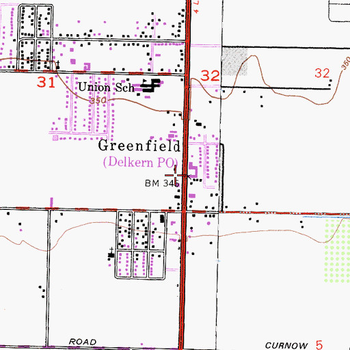 Topographic Map of Delkern Post Office, CA
