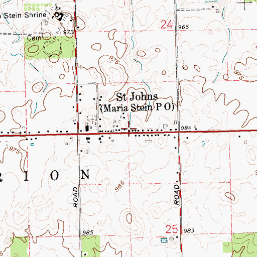 Topographic Map of Maria Stein Post Office, OH