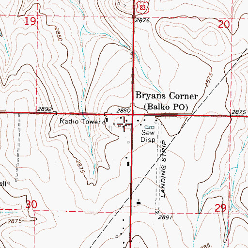 Topographic Map of Balko Post Office, OK
