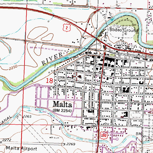 Topographic Map of Phillips County Sheriff's Department, MT