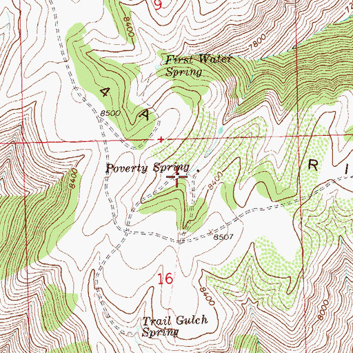 Topographic Map of Poverty Spring, CO