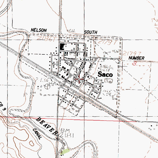 Topographic Map of Saco Methodist Church, MT