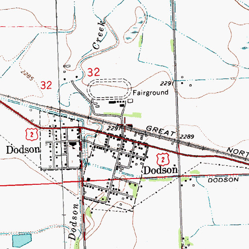 Topographic Map of Dodson, MT