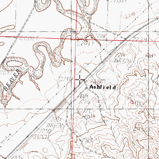 Topographic Map of Ashfield Post Office (historical), MT