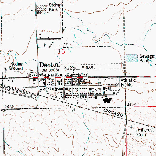 Topographic Map of Denton Public Library, MT