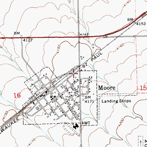 Topographic Map of Moore City Park, MT