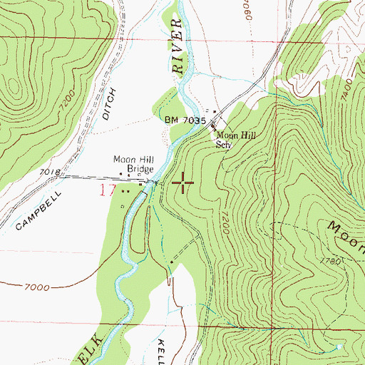 Topographic Map of Moon Hill Bridge, CO