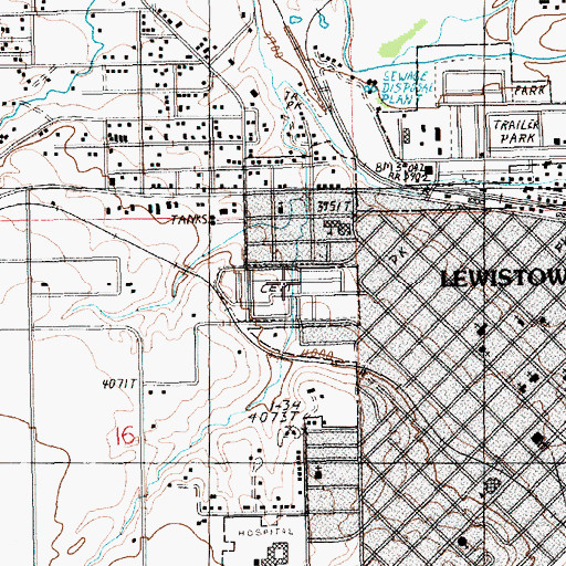 Topographic Map of Lewistown City Cemetery, MT