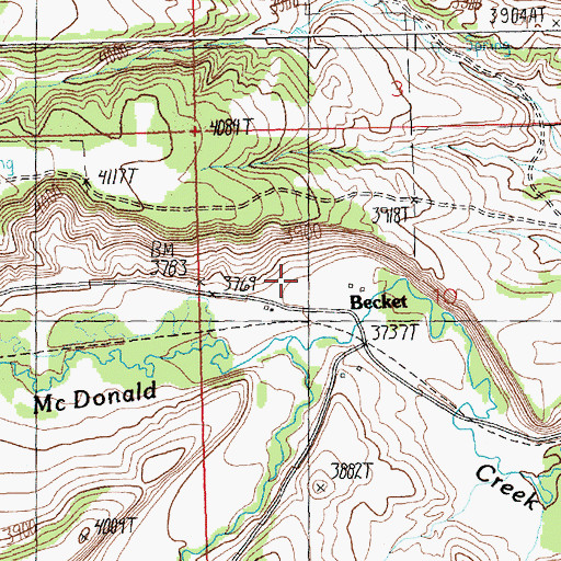 Topographic Map of Becket Post Office (historical), MT