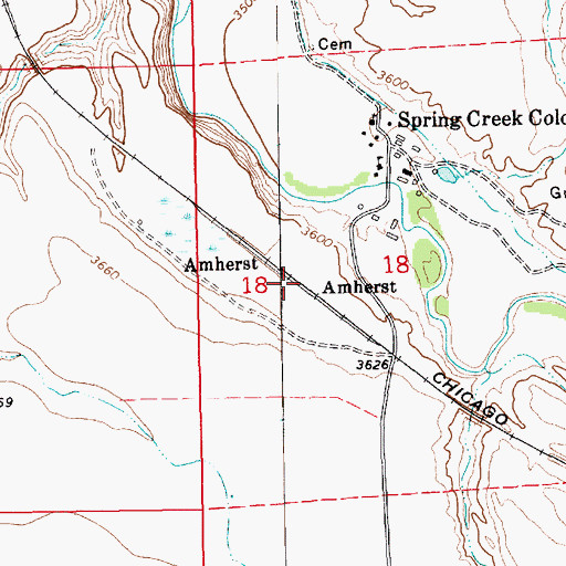 Topographic Map of Amherst, MT