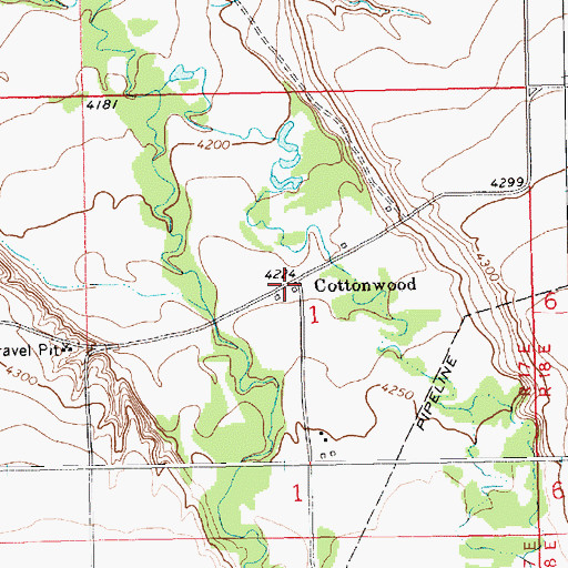 Topographic Map of Cottonwood Post Office (historical), MT